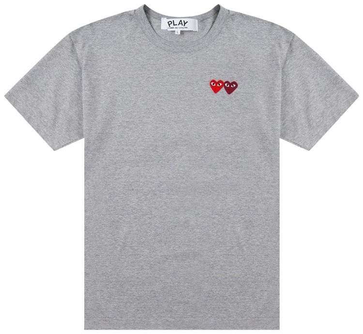 Comme des Garcons PLAY Double Heart T Shirt Grey
