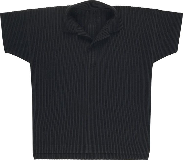 Homme Plissé Issey Miyake Pleated Polo Shirt 'Black'