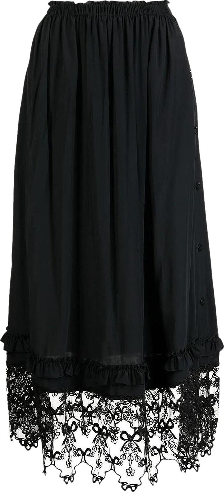 Simone Rocha Lace Trim Elasticated Maxi Skirt 'Black'