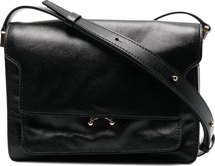 Marni Medium Trunk Soft Leather Shoulder Bag In Black