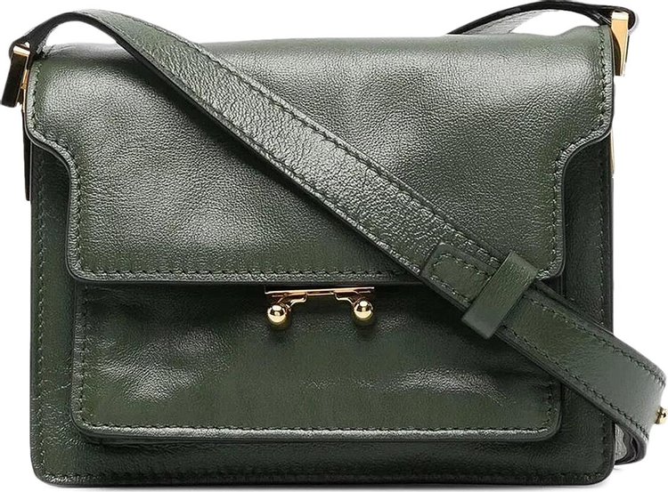 Trunk Mini Leather Shoulder Bag in Green - Marni