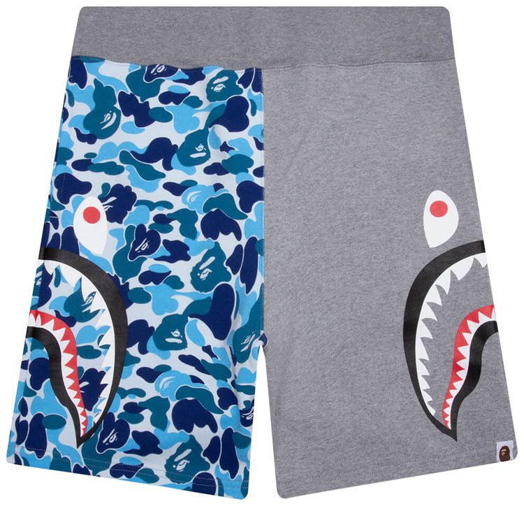 BAPE ABC Camo Side Shark Sweatshorts BlueGrey
