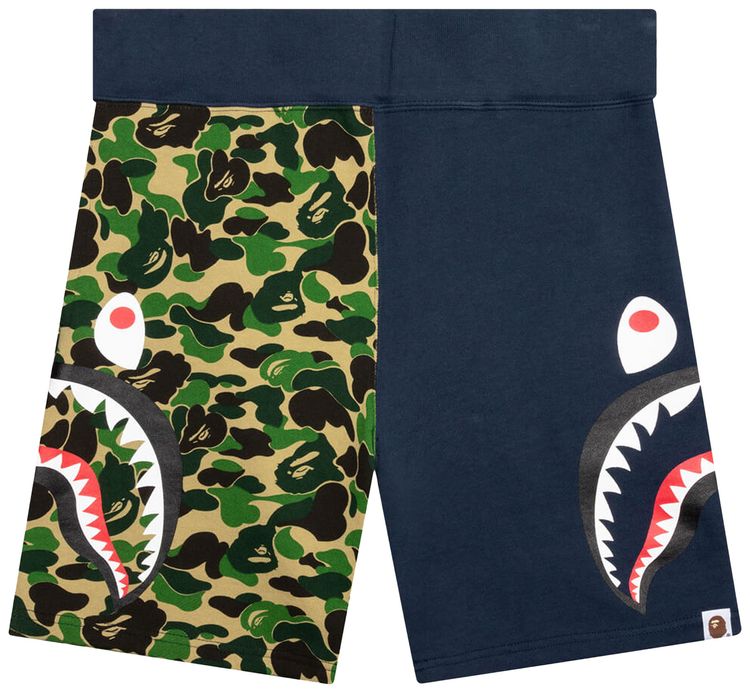 BAPE ABC Camo Side Shark Sweatshorts GreenNavy