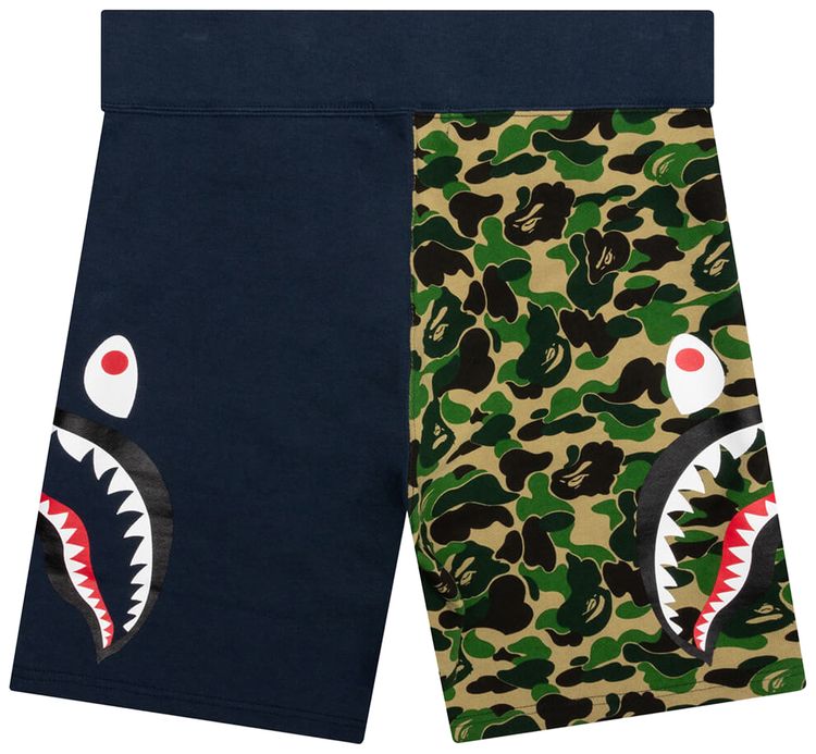 BAPE ABC Camo Side Shark Sweatshorts GreenNavy