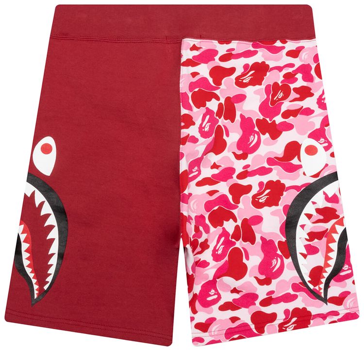 BAPE ABC Camo Side Shark Sweatshorts PinkRed