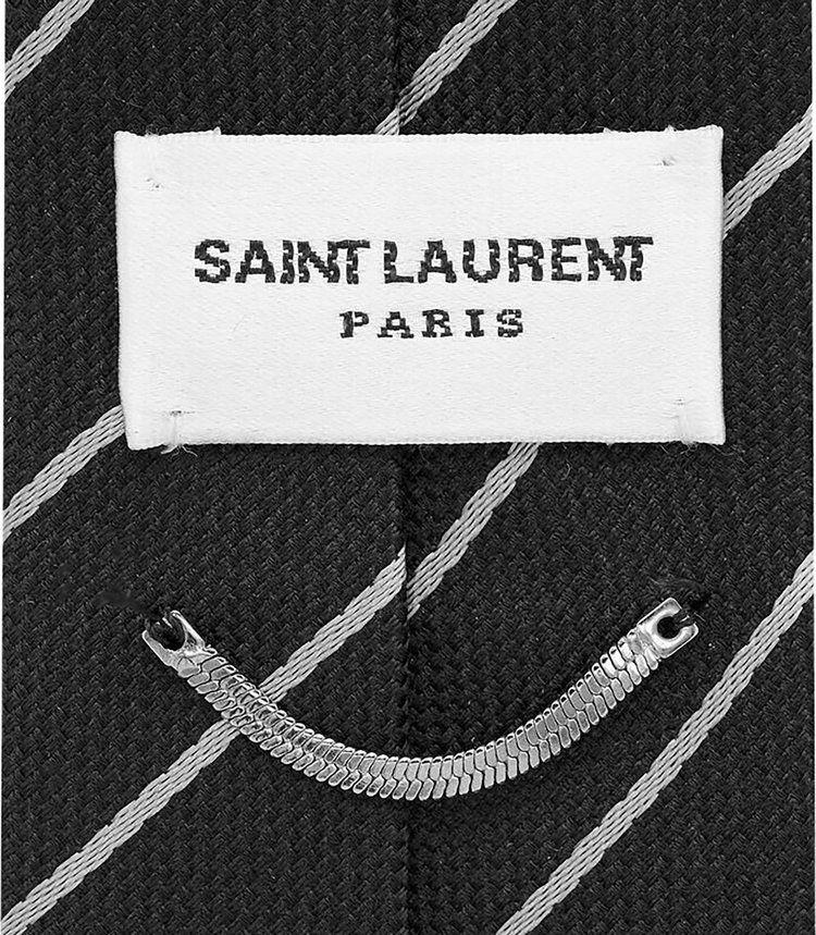 Saint Laurent Diagonal Stripe Print Tie BlackMedium Grey