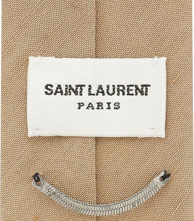 Saint Laurent Logo Patch Tie Beige