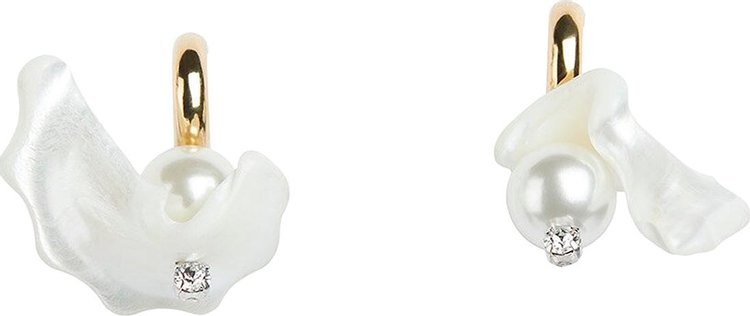 Simone Rocha Mother Of Pearl Hoop Earrings 'Crystal'