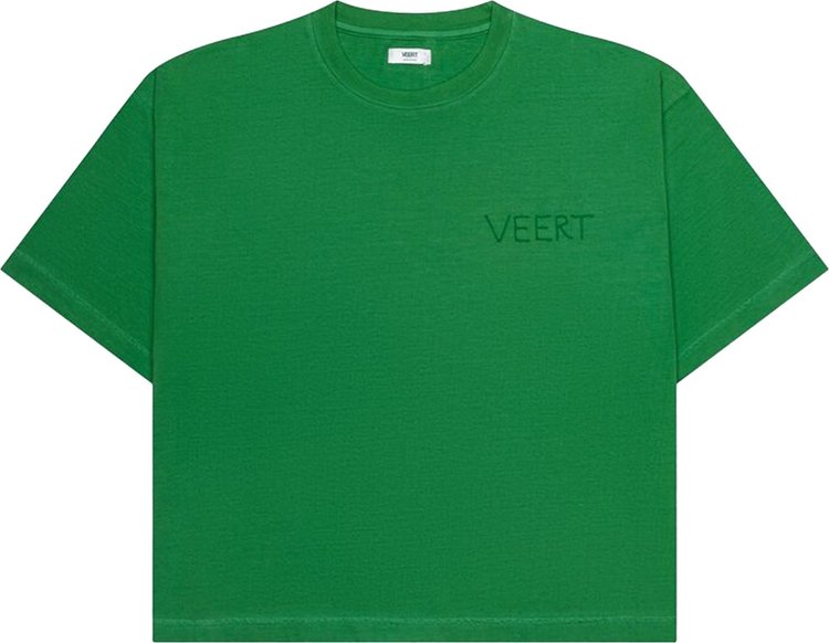 VEERT Handwritten Embroidered T-Shirt 'Green'