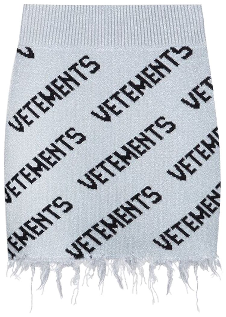 Vetements Lurex Monogram Mini Skirt SilverBlack