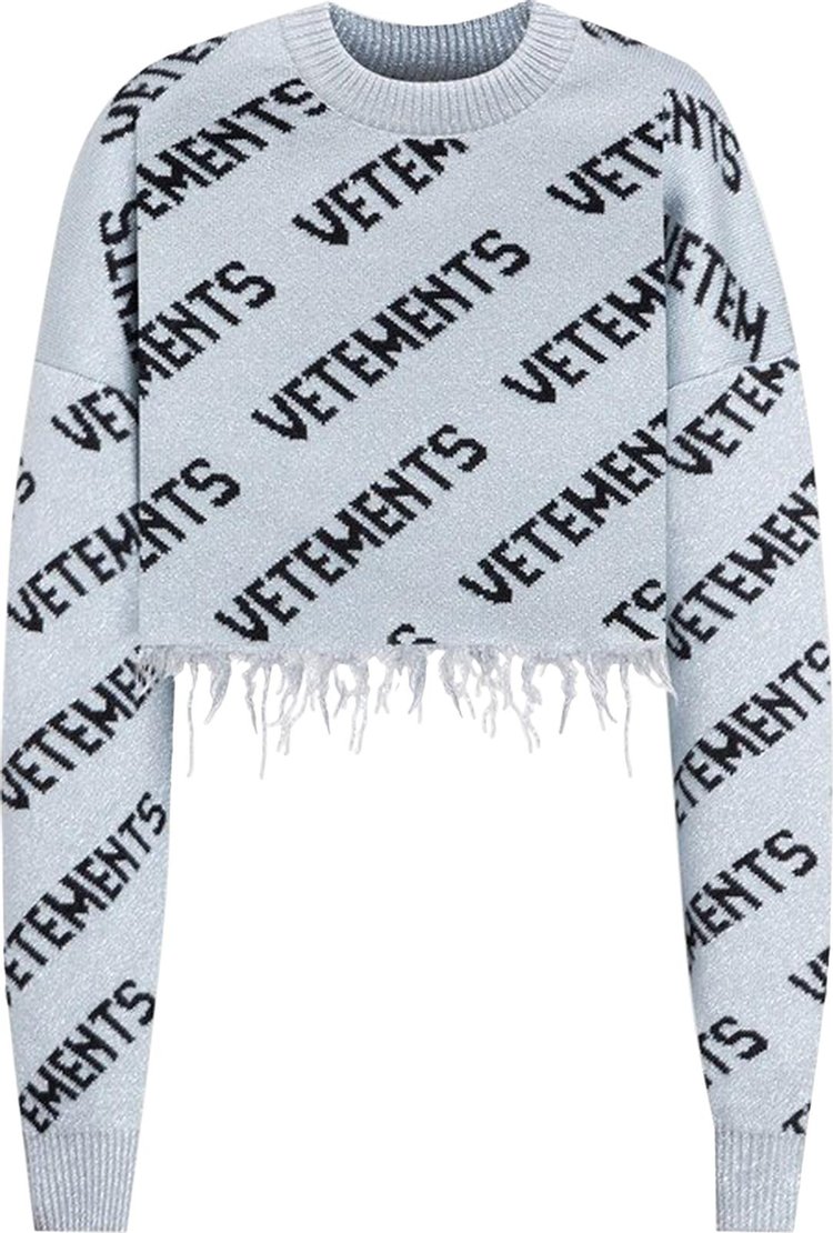 Buy Vetements Lurex Monogram Cropped Sweater 'Silver/Black