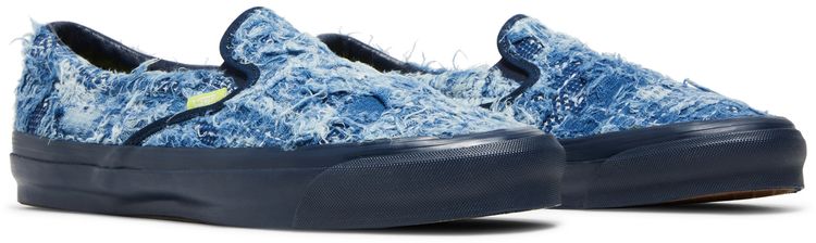 FDMTL x Vans OG Classic Slip On LX Distressed Indigo
