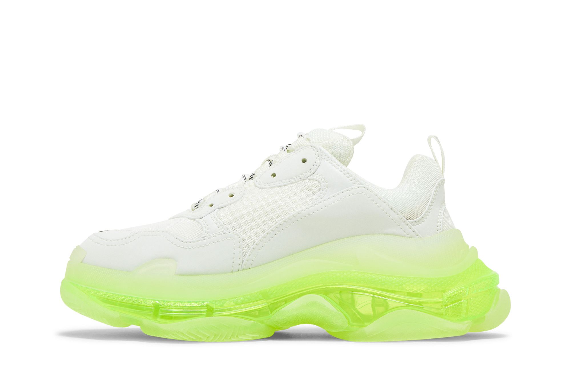 Size 10.0 Balenciaga Wmns Triple S Sneaker Clear Sole White Fluo Yellow