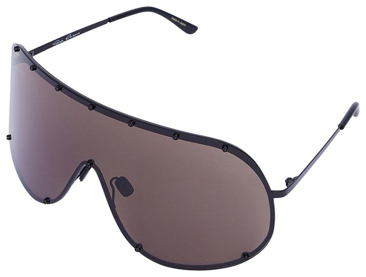 Rick Owens Shield Sunglasses Black Temple