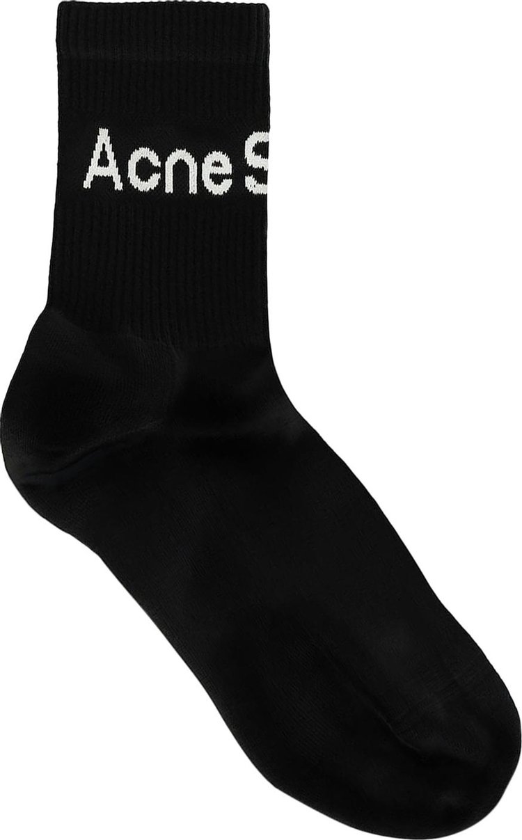 Acne Studios Ribbed Logo Socks 'Black/Ivory'