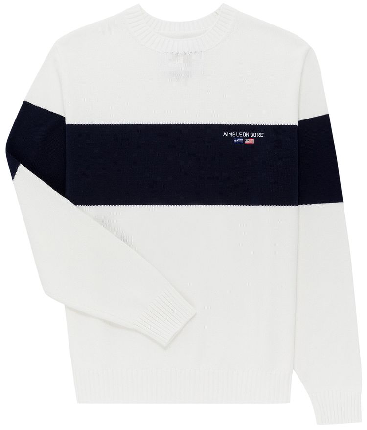 Aime Leon Dore 38 GS Offshore Knit Crewneck Sweater White
