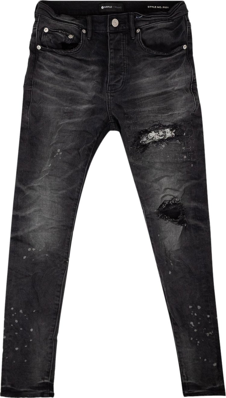 Buy PURPLE BRAND Bandana Print Patch Jeans 'Black' - P001 BPBL122 | GOAT