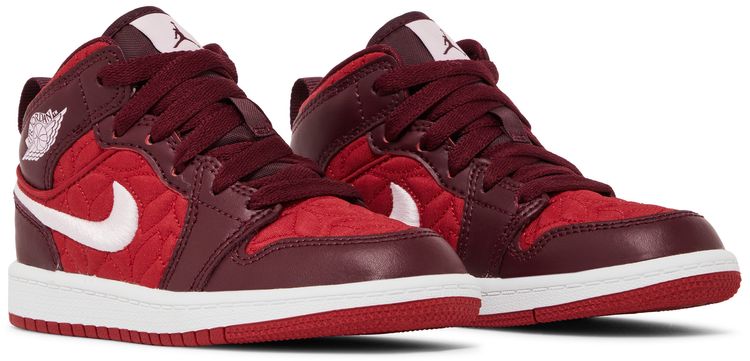 Air Jordan 1 Mid SE PS Red Quilted
