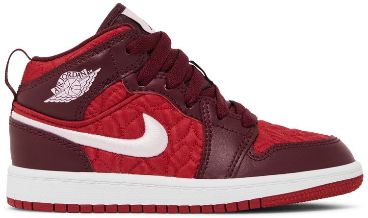Air Jordan 1 Mid SE PS Red Quilted