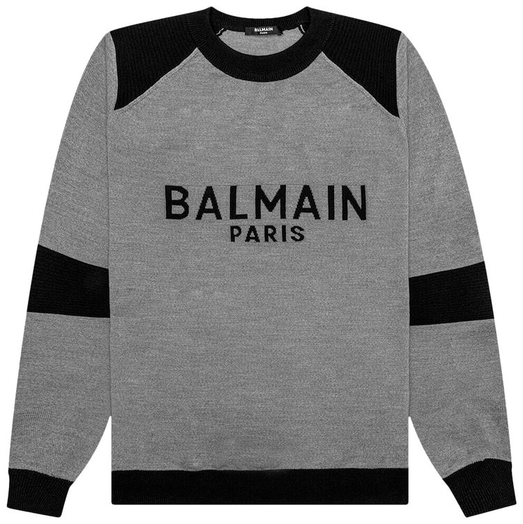 Balmain Shoulder Ribbed Knit Sweater GrisNoir