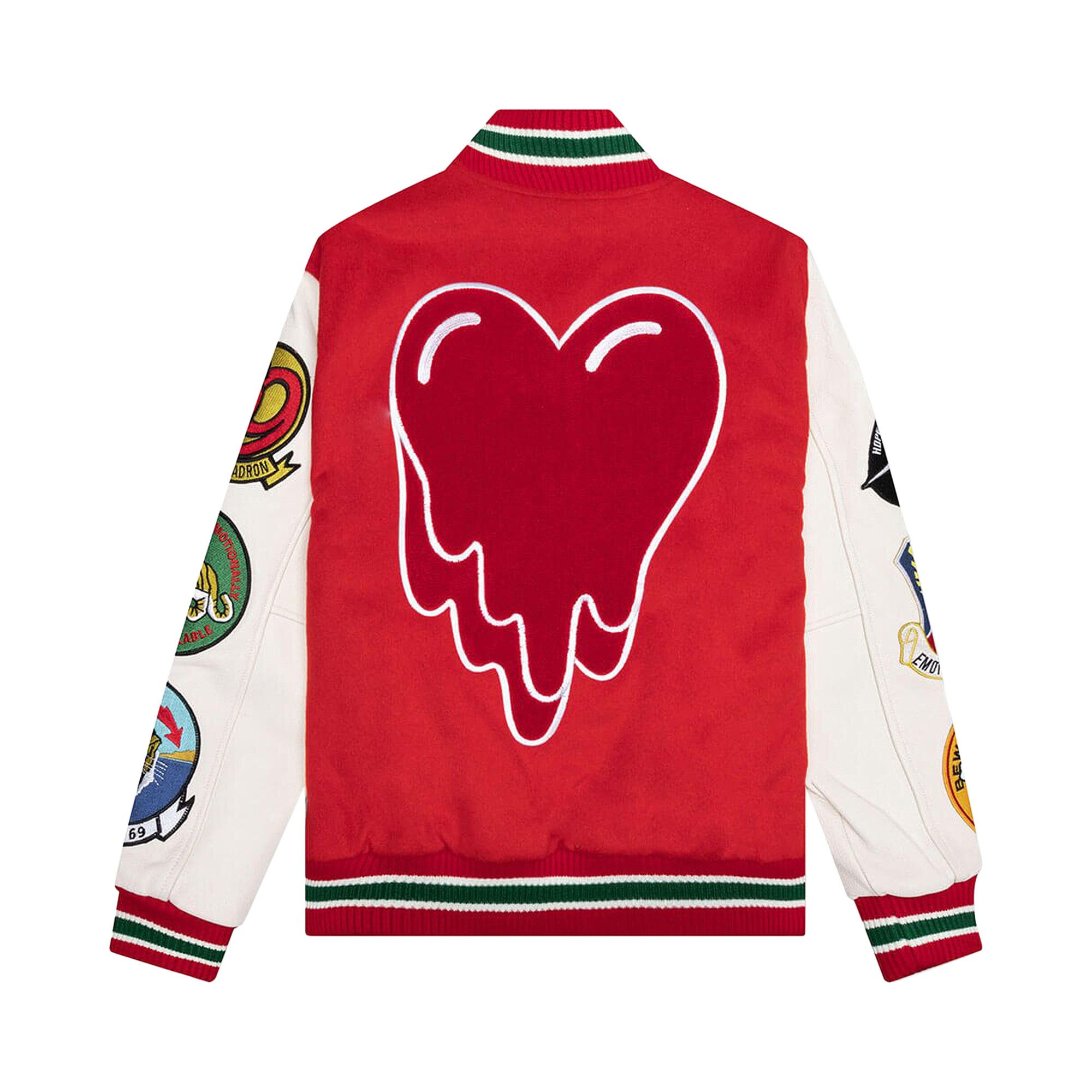 Size l Emotionally Unavailable Patches Varsity Jacket 'Red'