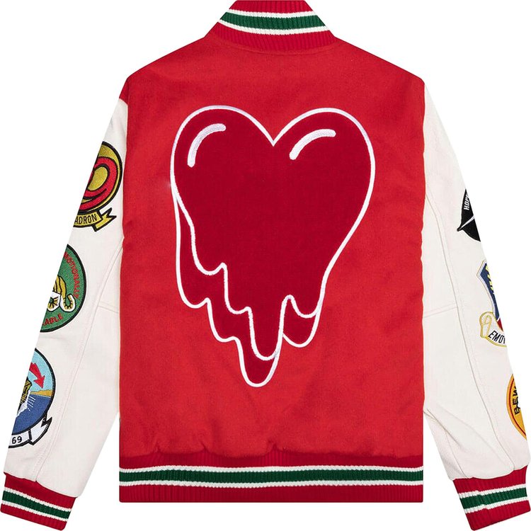 Emotionally Unavailable Patches Varsity Jacket Red