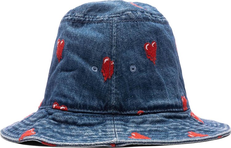 Emotionally Unavailable Denim Logo Bucket Hat Washed Blue