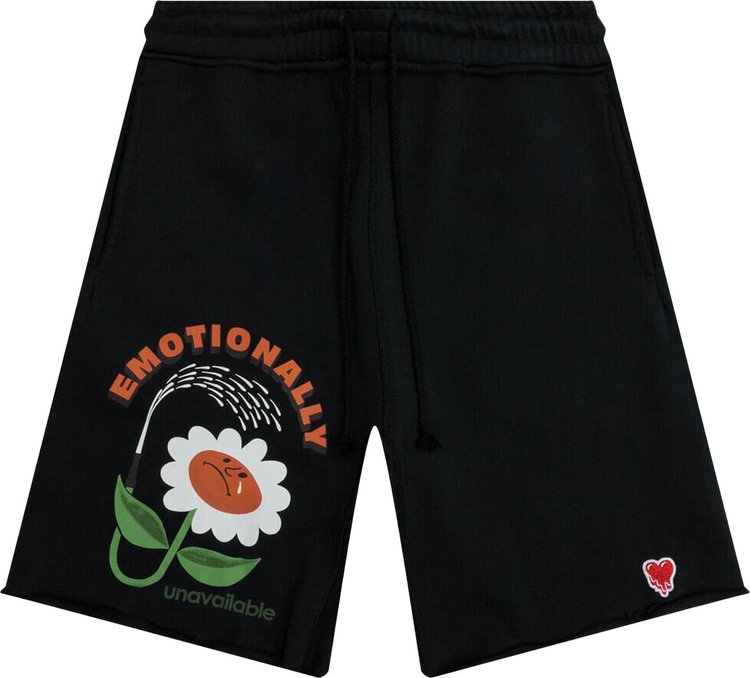 Emotionally Unavailable Flower Sweatshorts Charcoal