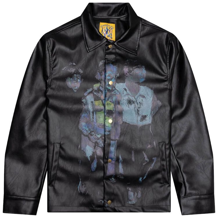 KidSuper Blue Street Hooligans Faux Leather Jacket Multicolor