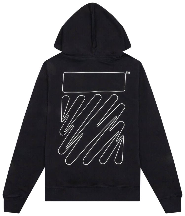 Off White Wave Outline Diagonal Slim Hoodie BlackWhite