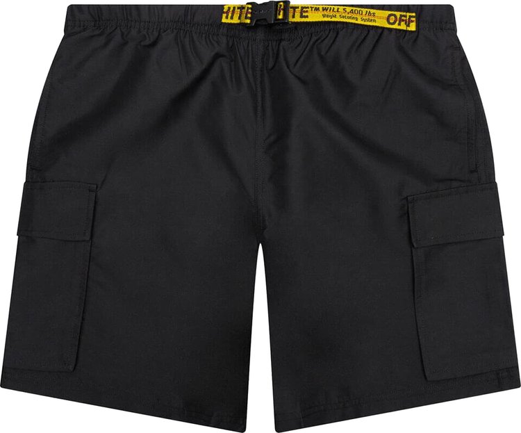 Off-White Classic Industrial Cargo Swimshorts 'Black/Yellow'