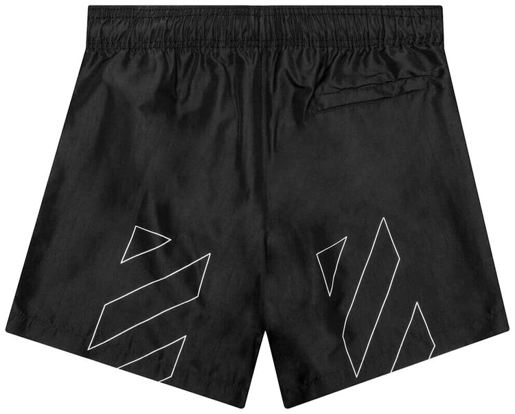 Off White Diagonal Outline Swimshorts BlackWhite