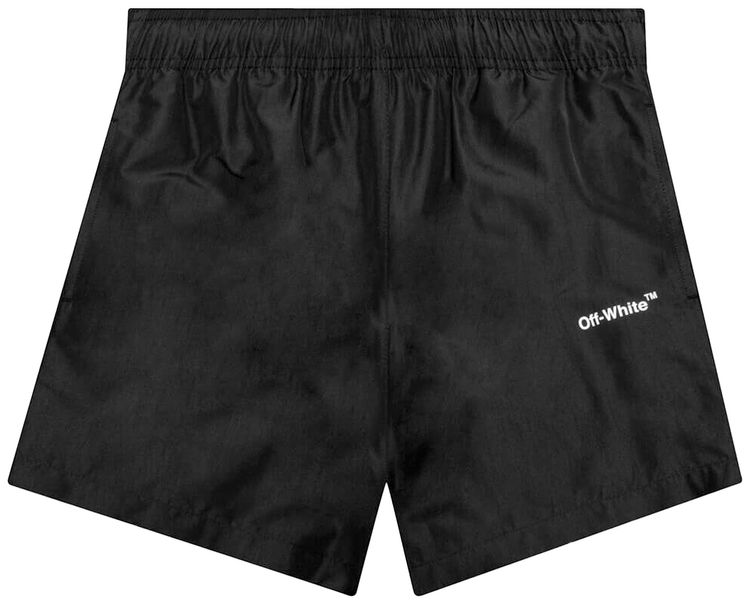 Off White Diagonal Outline Swimshorts BlackWhite