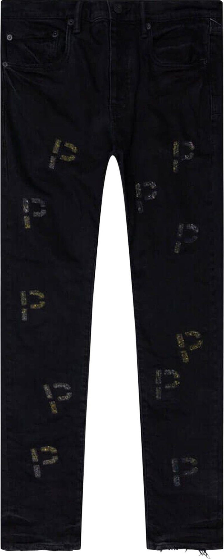 Buy PURPLE BRAND Embroidery Punch P Plaid Jeans 'Black/Indigo' - P001  BEPP223