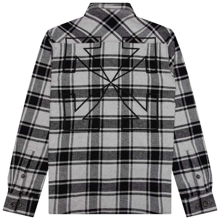 Off White Outline Arrow Flannel Shirt Melange Grey