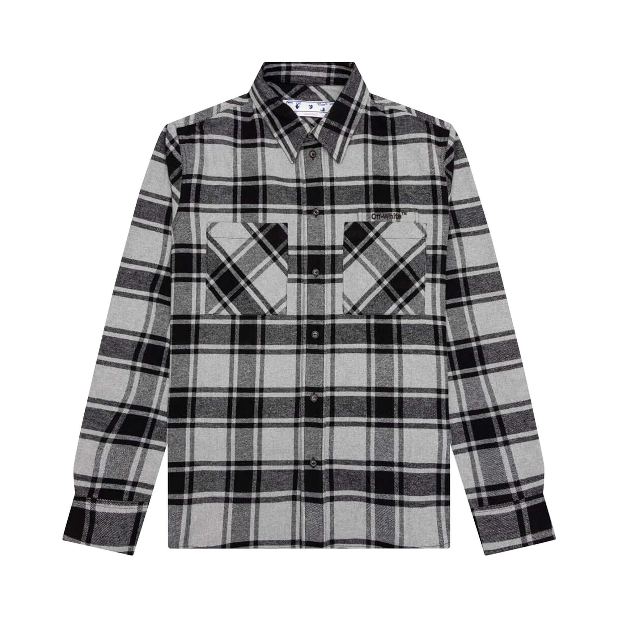 Buy Off White Outline Arrow Flannel Shirt Melange Grey