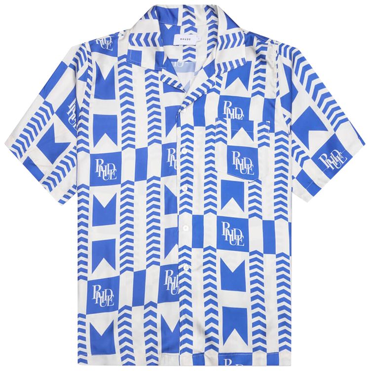 Rhude Grasse Silk Shirt BlueIvory