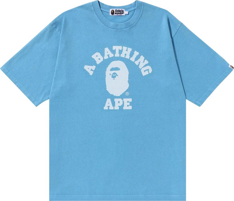 BAPE Stone Wash College Relaxed Tee 'Sax'