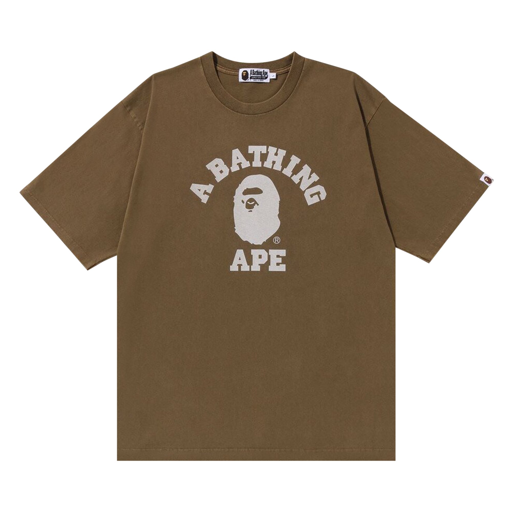 Buy BAPE Stone Wash College Relaxed Tee 'Beige' - 1J30 109 021