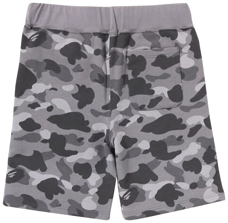 BAPE Honeycomb Camo Shark Sweat Shorts Grey