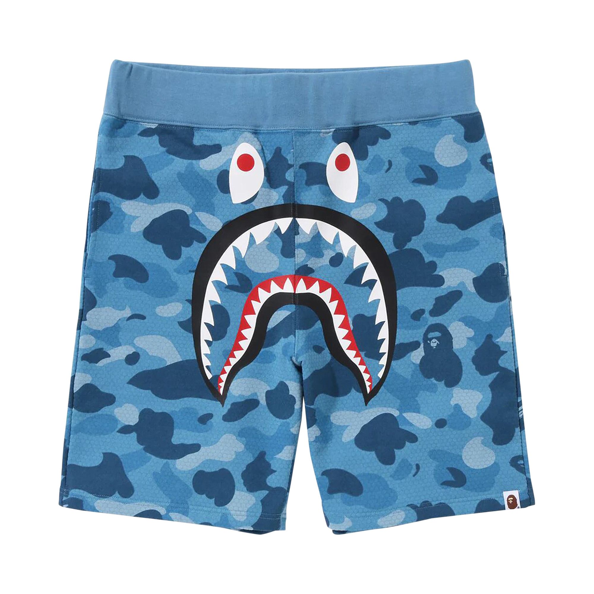 Buy BAPE Honeycomb Camo Shark Sweat Shorts Blue 1J30 153 009
