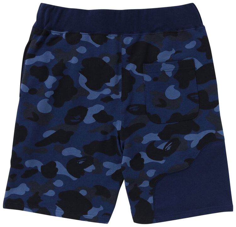 BAPE Color Camo Cutting Sweat Shorts Navy