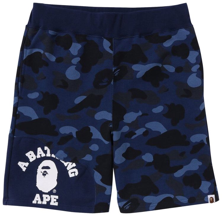 BAPE Color Camo Cutting Sweat Shorts Navy