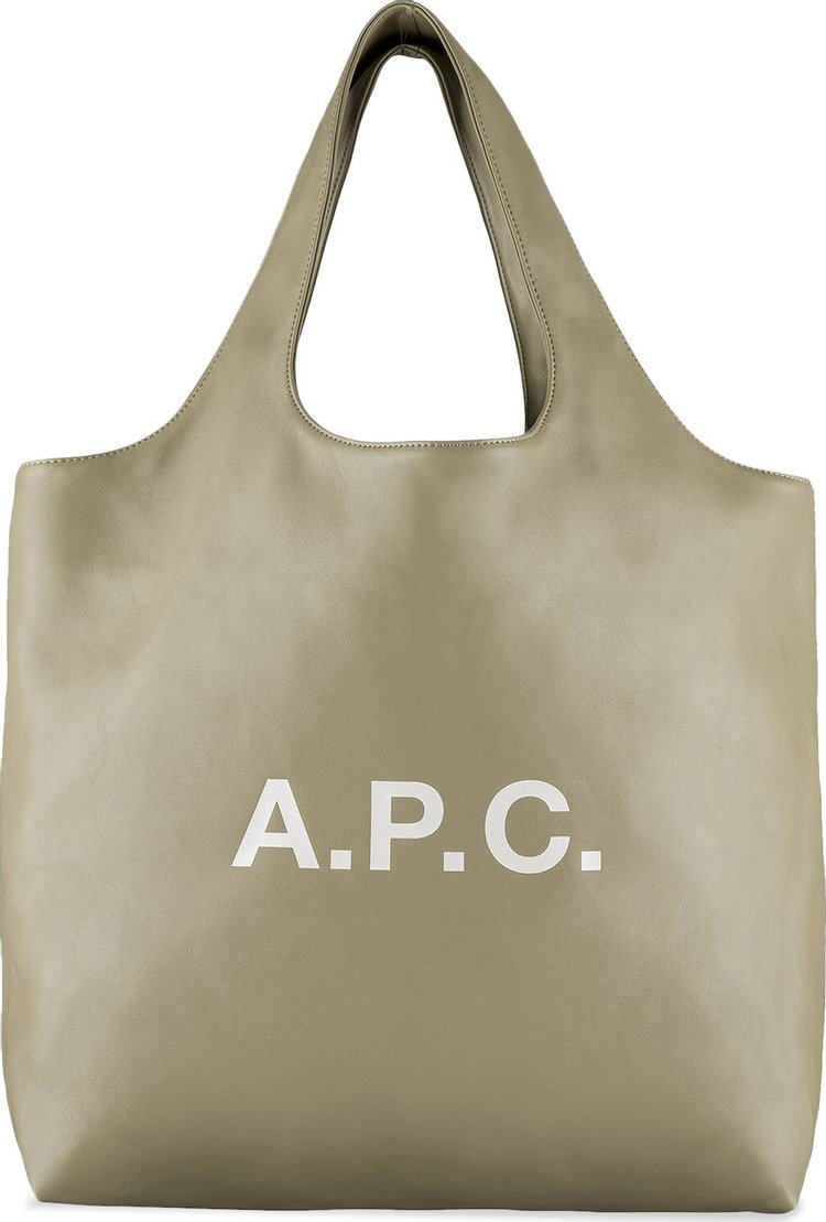 A.P.C. Ninon Faux Leather Tote Bag 'Green/Taupe'