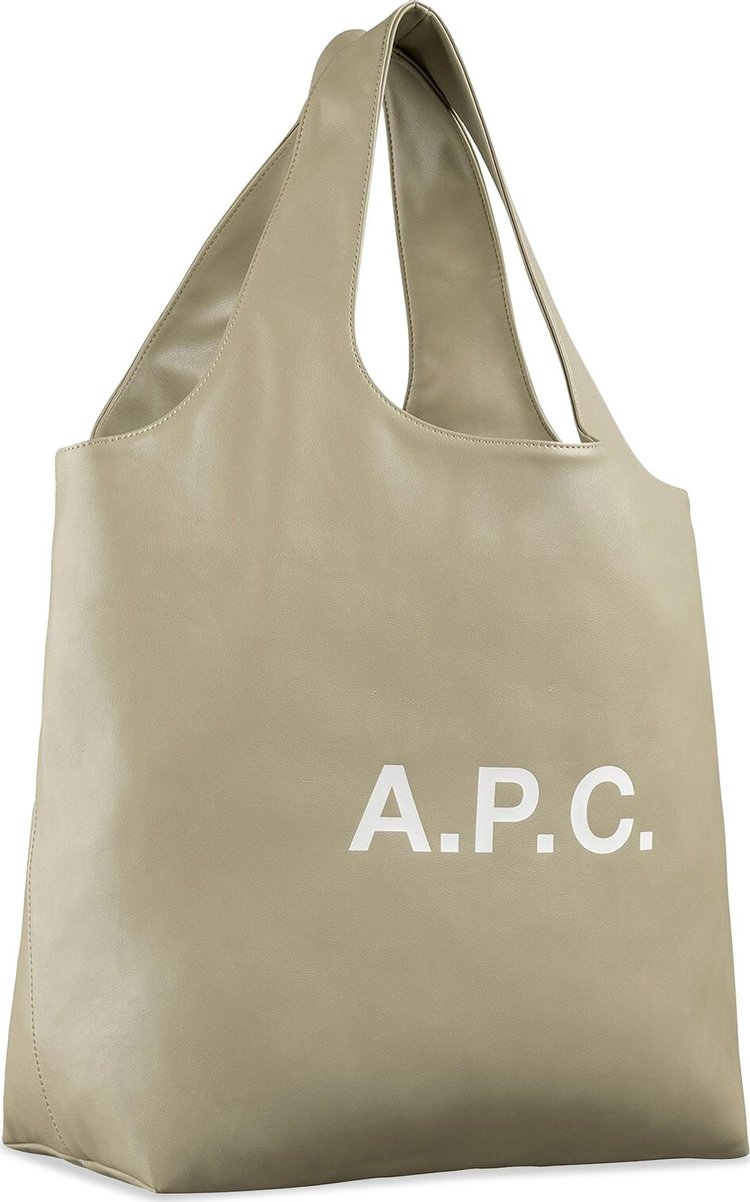 APC Ninon Faux Leather Tote Bag GreenTaupe