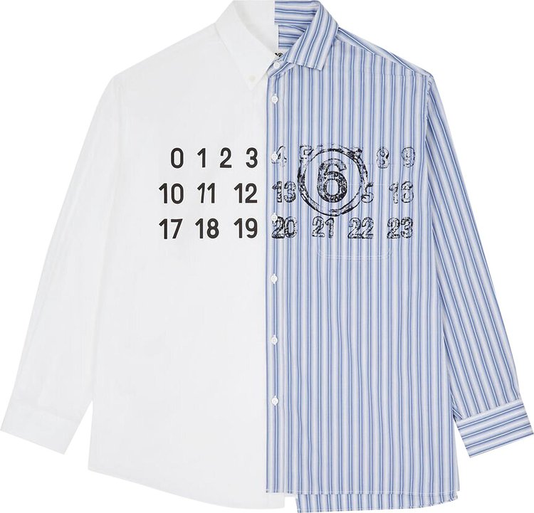 MM6 Maison Margiela Spliced Numbers Shirt 'Blue/White'