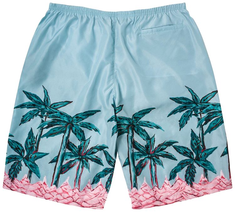 Palm Angels Palms Row Long Swimshorts Light Blue