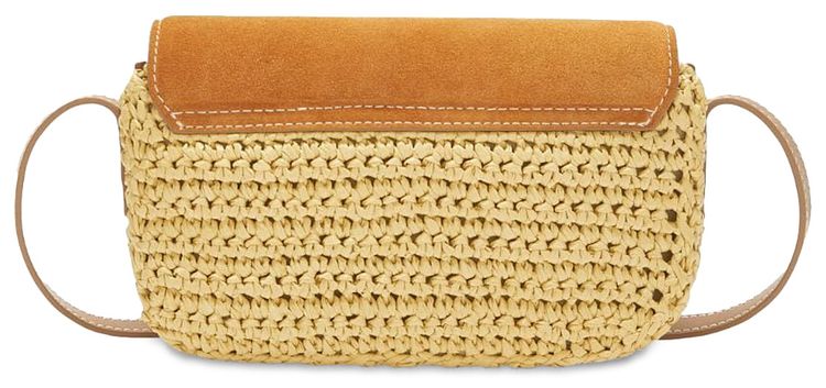 Palm Angels Woven Palm Bridge Suede Bag BrownGold