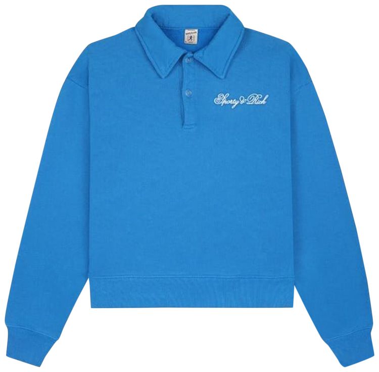 Sporty  Rich Embroidered Polo Royal BlueWhite