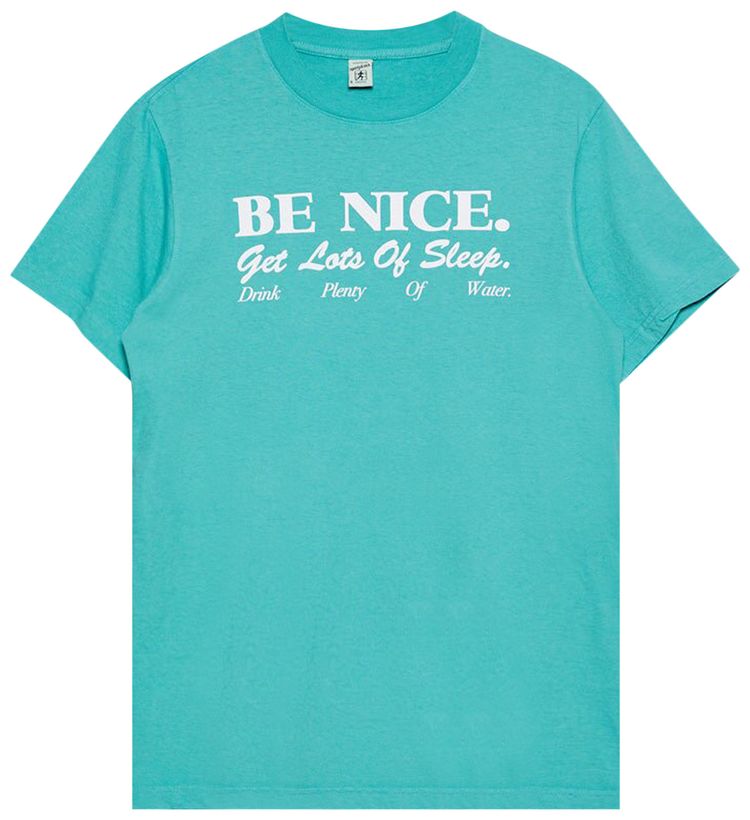 Sporty  Rich Be Nice T Shirt Faded TealWhite